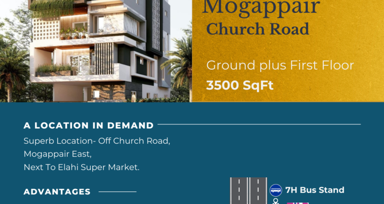 Commercial space for rent in Mogappair, Chennai, customizable for banks, offices, and more